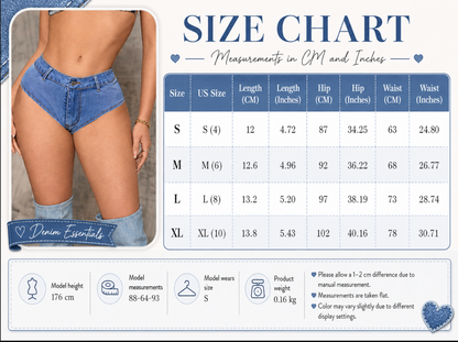 Stretch denim shorts with low waist micro fit