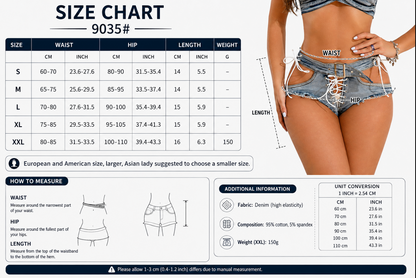 Lace up denim shorts with frayed cutout micro fit