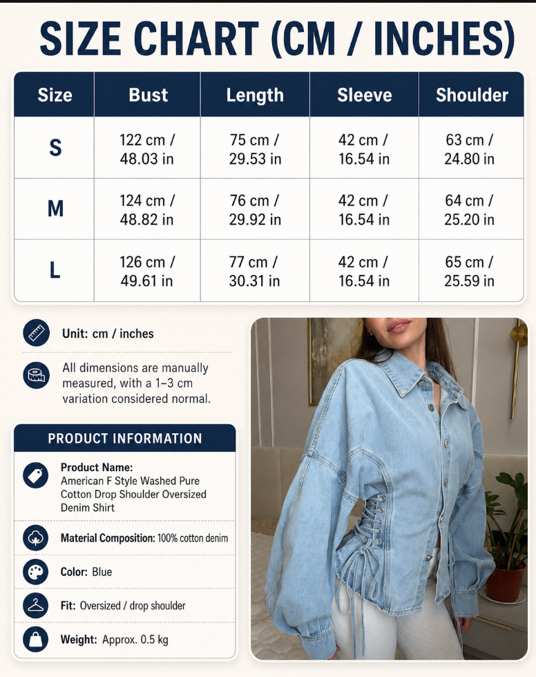 Denim shirt with lace up sides and oversized fit