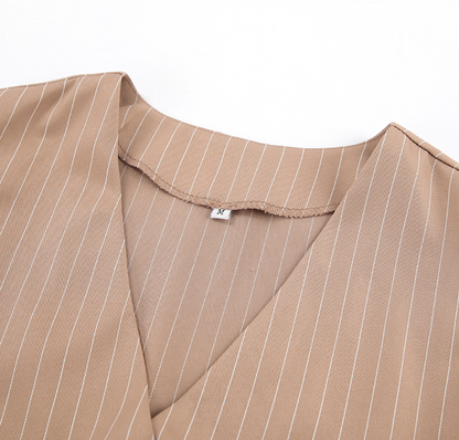 Women’s Pinstripe Two-Piece Vest and Wide-Leg Trouser Set