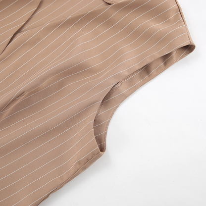 Women’s Pinstripe Two-Piece Vest and Wide-Leg Trouser Set