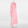 Pink Ruffle Maxi Dress with Wrap Front