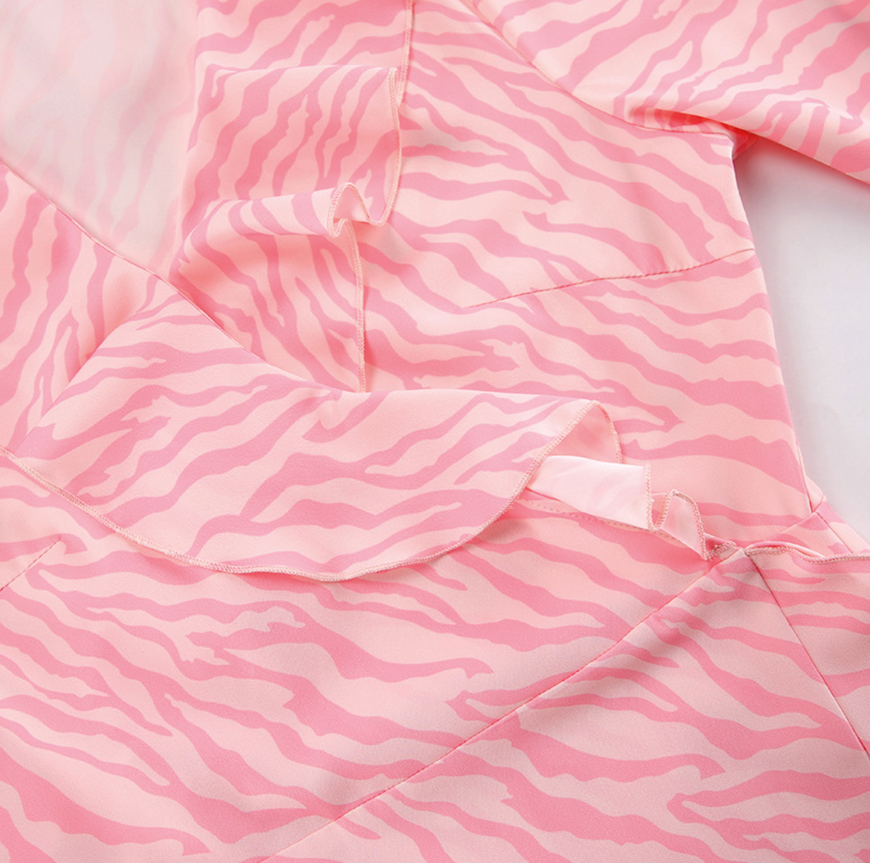 Pink Ruffle Maxi Dress with Wrap Front