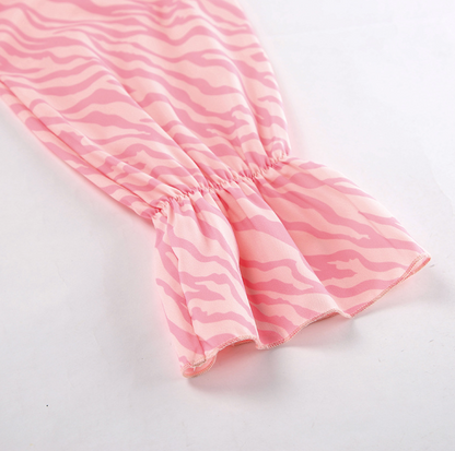 Pink Ruffle Maxi Dress with Wrap Front