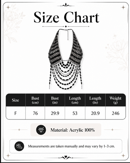 Silver Rhinestone Bra Chain Top with Layered Drapes