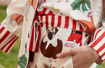 Women’s Loungewear Christmas Dog Print Long Sleeve Pajama Set