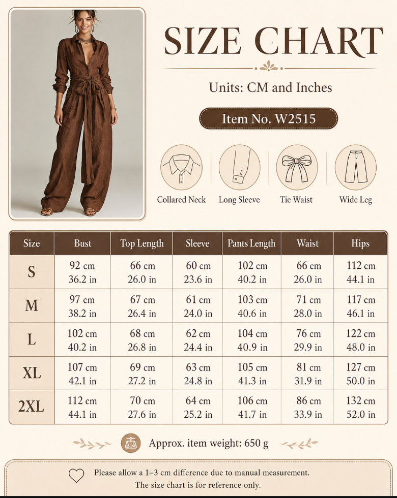 Women’s Two Piece Belted Wide Leg Pant Set