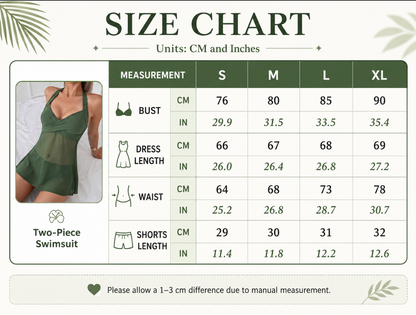 Olive Halter Mesh Swim Dress One Piece Swimsuit