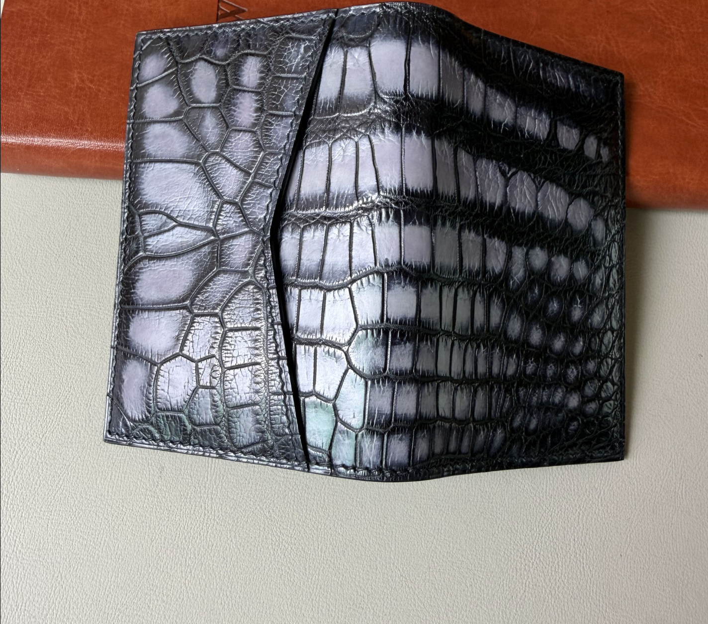 Genuine Crocodile Leather 9 Slot Card Holder