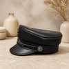 Genuine Cowhide Leather Navy Cap