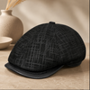 Unisex Sheepskin Leather Flat Cap Newsboy Hat