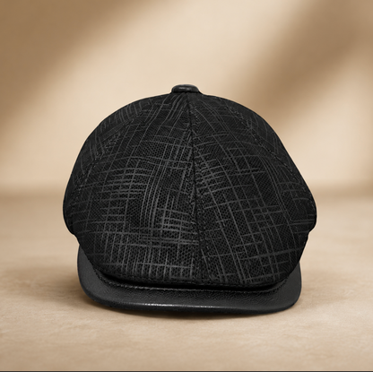 Unisex Sheepskin Leather Flat Cap Newsboy Hat