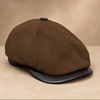 Unisex Sheepskin Leather Flat Cap Newsboy Hat
