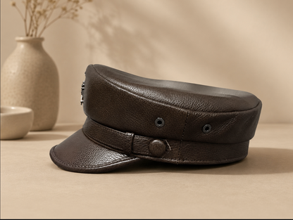 Men’s Genuine Leather Captain Hat in Cowhide
