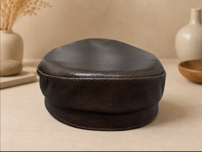 Men’s Genuine Leather Captain Hat in Cowhide