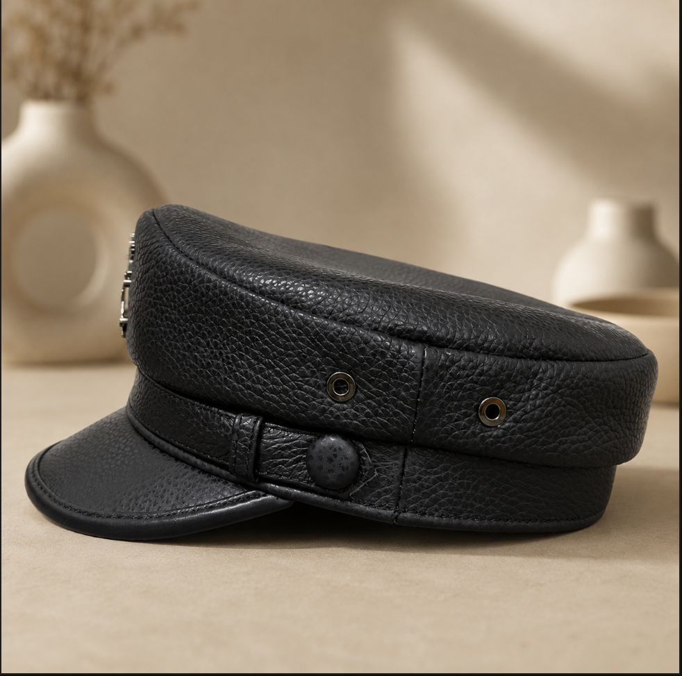 Men’s Genuine Leather Captain Hat in Cowhide