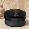 Men’s Genuine Leather Captain Hat in Cowhide Black L