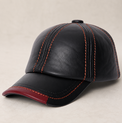 Men’s Genuine Leather Baseball Cap with Duckbill Brim