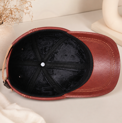 Men’s Genuine Leather Baseball Cap with Duckbill Brim