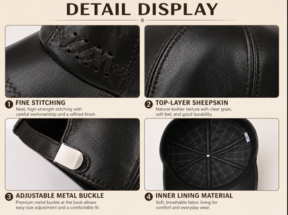 Men’s Genuine Sheepskin Leather Baseball Cap