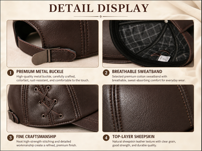 Men’s Genuine Leather Baseball Cap with Side Detail