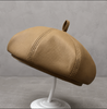 Genuine Leather Newsboy Cap with Octagonal Crown