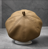 Genuine Leather Newsboy Cap with Octagonal Crown