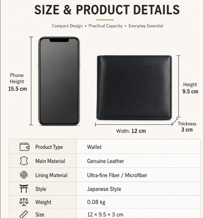 Men’s Genuine Leather Wallet with Coin Pocket and RFID Protection