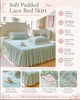 Padded Lace Bed Skirt with Quilted Top and Elastic Straps
