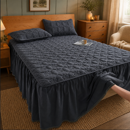 100% Cotton Quilted Bed Skirt with Padded Mattress Cover