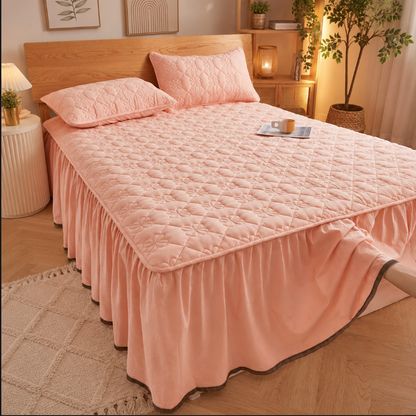 100% Cotton Quilted Bed Skirt with Padded Mattress Cover