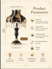 Black Gold Table Lamp with Fabric Shade and Crystal Fringe