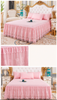 Lace Bedspread with Double Layer Embroidered Bed Skirt and Pillowcases