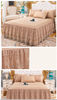 Lace Bedspread with Double Layer Embroidered Bed Skirt and Pillowcases