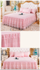Lace Bedspread with Double Layer Embroidered Bed Skirt and Pillowcases