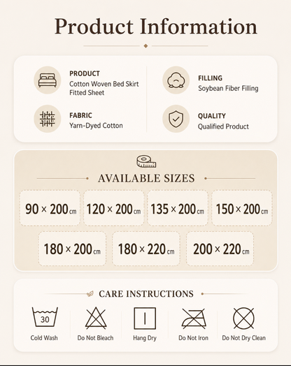 100% Cotton Fitted Sheet with Ruffled Bed Skirt Cover