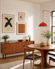 Red Plug In Swing Arm Wall Lamp with Dome Shade