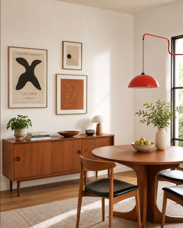 Red Plug In Swing Arm Wall Lamp with Dome Shade