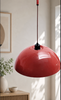 Red Plug In Swing Arm Wall Lamp with Dome Shade