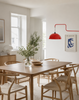 Red Plug In Swing Arm Wall Lamp with Dome Shade