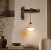 Travertine Swing Arm Wall Sconce in Wabi Sabi Style
