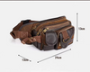 Men’s Canvas Waist Bag with Multi Pocket Leather Trim