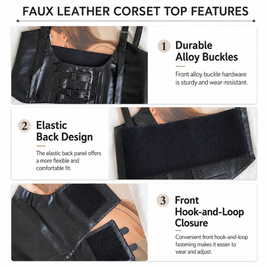 Women’s Black Corset Waist Belt with Adjustable Shoulder Straps