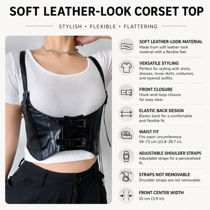 Women’s Black Corset Waist Belt with Adjustable Shoulder Straps