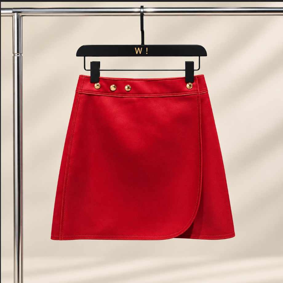 Women’s Leather Mini Skirt with High Waist Wrap