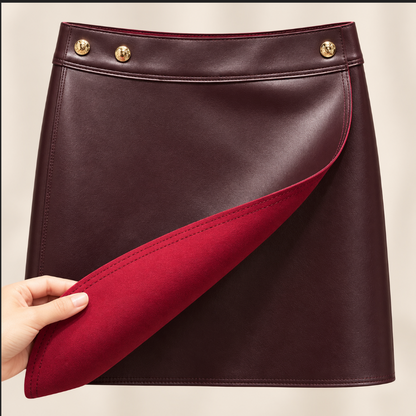 Women’s Leather Mini Skirt with High Waist Wrap