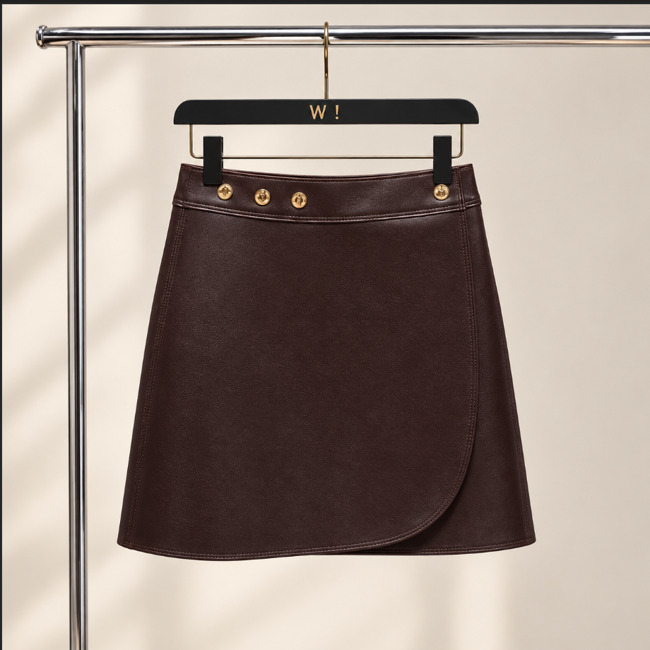 Women’s Leather Mini Skirt with High Waist Wrap