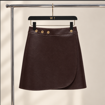 Women’s Leather Mini Skirt with High Waist Wrap