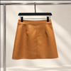 Women’s Leather Mini Skirt with High Waist Wrap