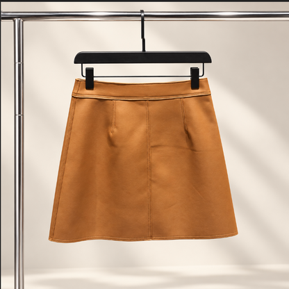 Women’s Leather Mini Skirt with High Waist Wrap